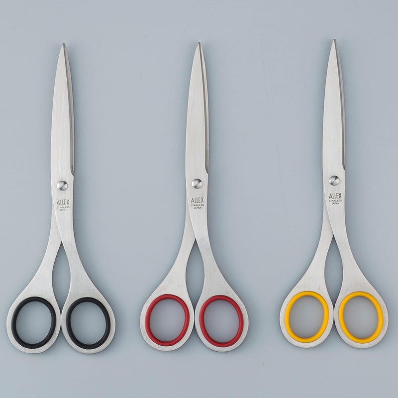 ALLEX\アレックス Japanese Office Scissors for Desk, Large 7.2" All Purpose Scissors, Made in JAPAN, All Metal Sharp Japanese Stainless Steel Blade with Non-Slip Soft Ring, Yellow - Image 2